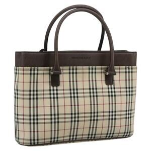 Burberry Nova Check Hand Bag Canvas Beige